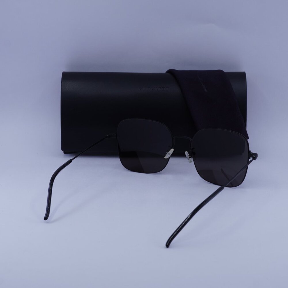 Saint Laurent SL410 WIRE 002 Square Sunglasses - Black - Picture 2 of 9